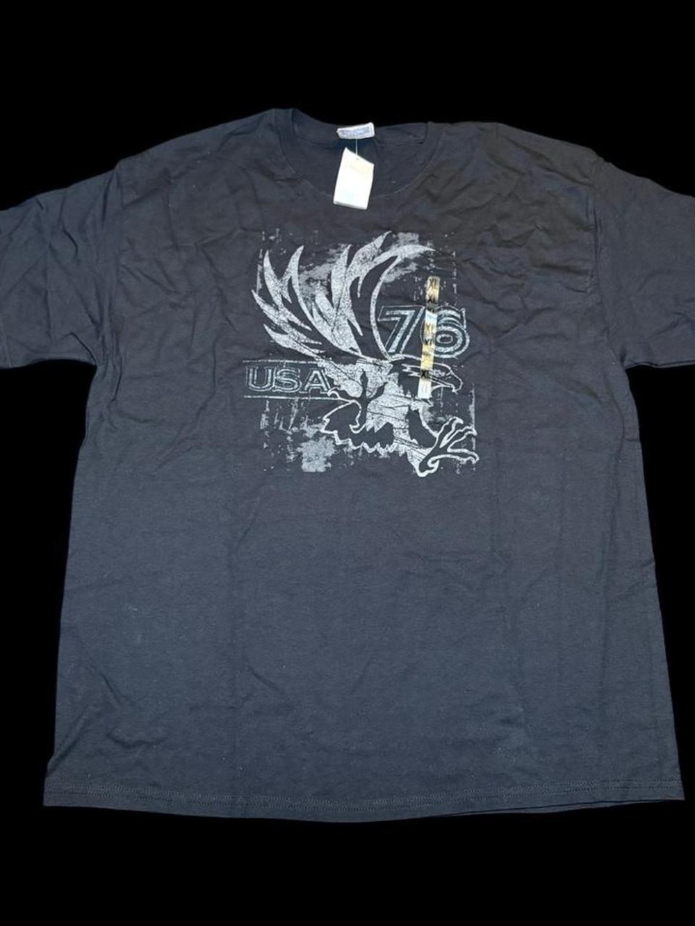 Men's Black Graphic T-Shirt with Eagle Print